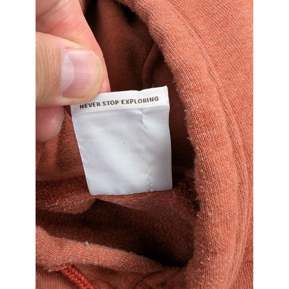 The North Face Hoodie Mens Medium Rust Orange Pullover Logo Fleece Sweatshirt - Picture 6 of 11